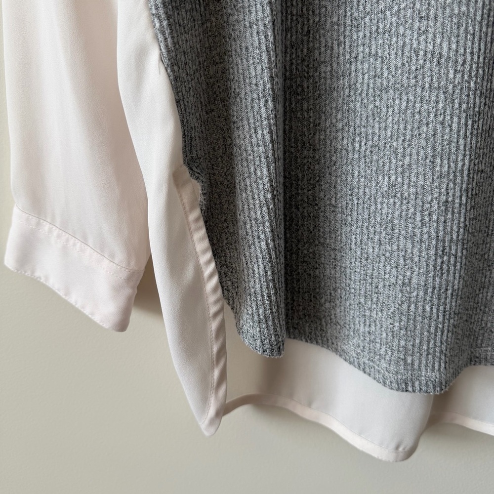 LOFT Grey Ribbed Top - Picture 2 of 6